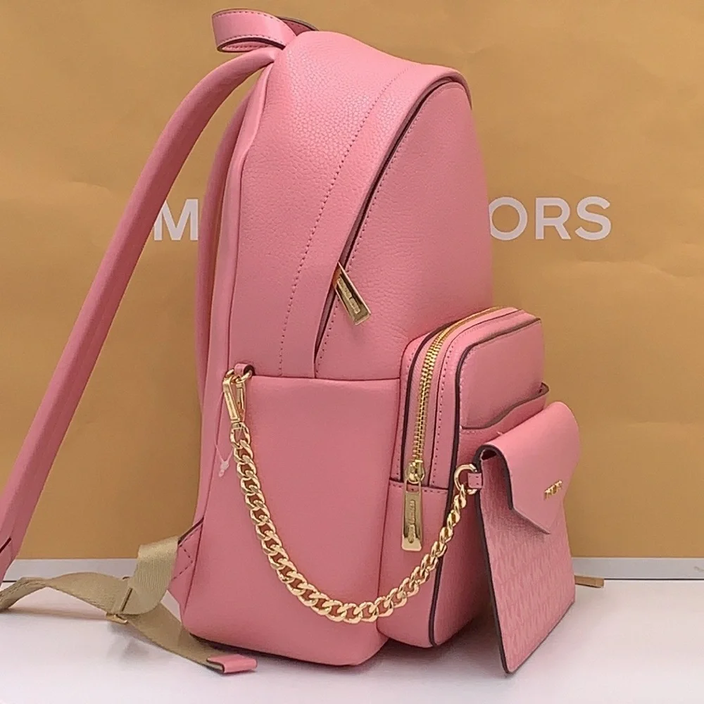 MICHAEL KORS Maisie Medium Pebbled Leather 2-in-1 Backpack Carnation NWT